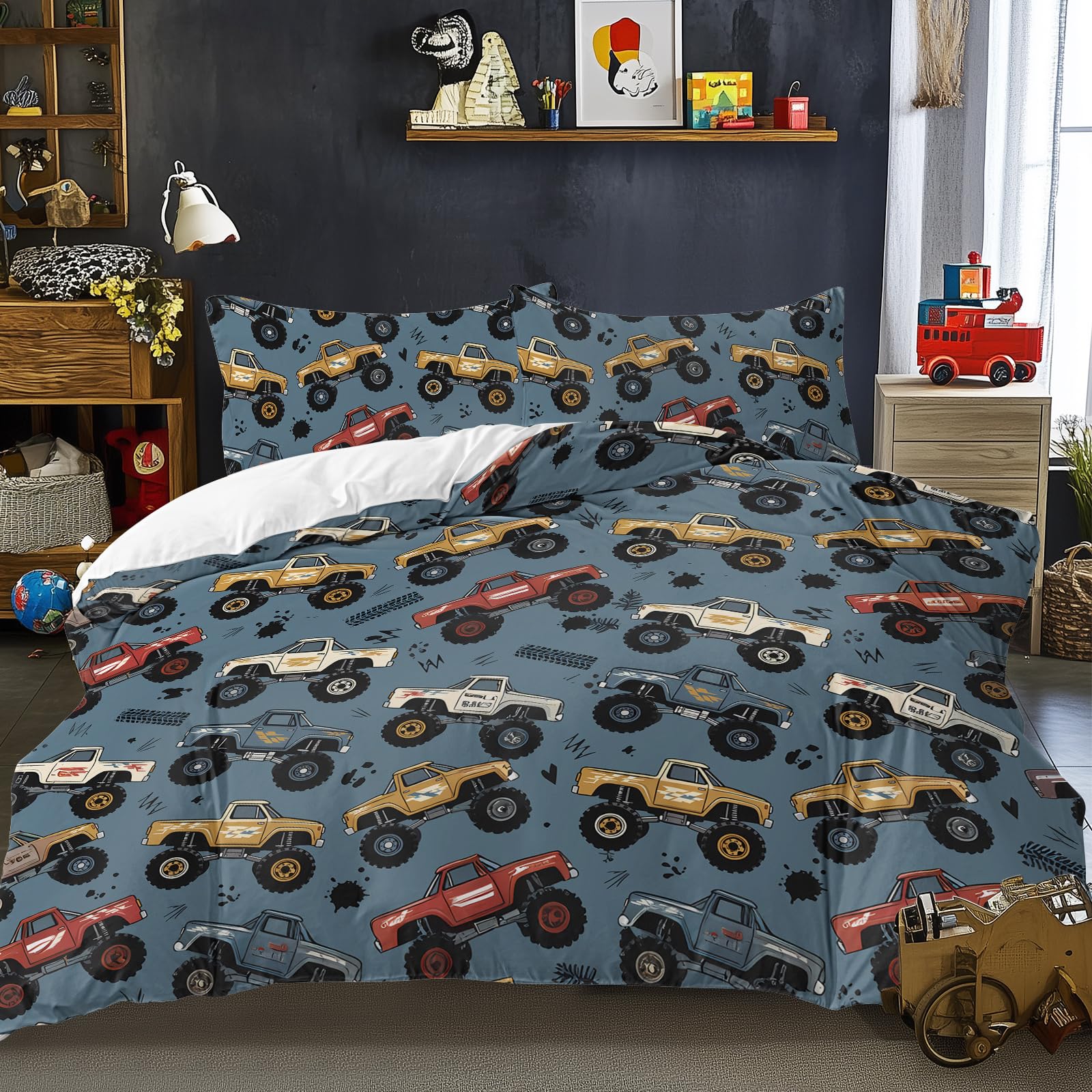 BlessLiving Adventure Cartoon Truck Duvet Cover Set Double