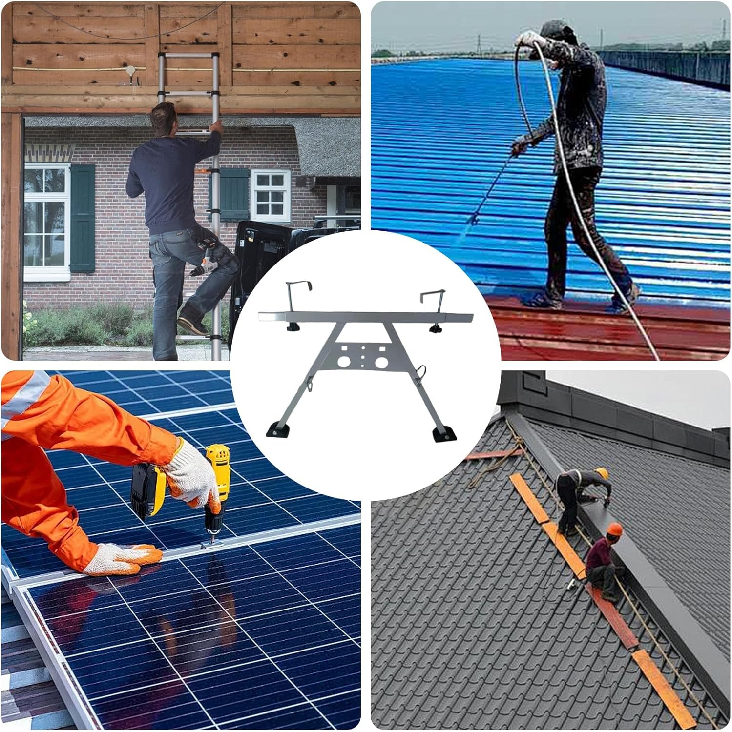 Strong Load-Bearing With Non-Slip Feet, Ladder Accessory For Folding & Straight Ladders | Extension Ladder Stabilizer | Adjustable Roofing Base Stabilizer - Adjustable Roof Stabilizer