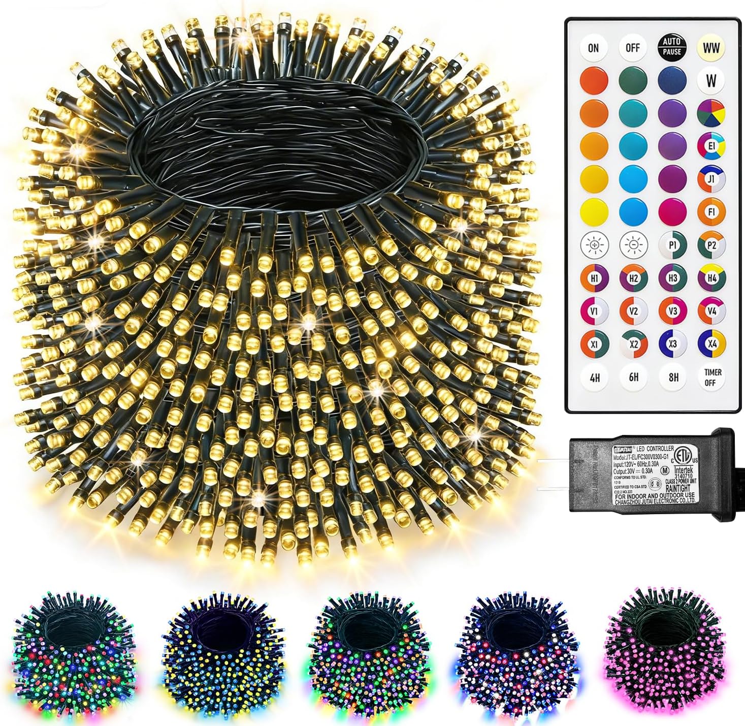 300 LED Color Changing Christmas Lights, 35 Colors 98FT String Lights Easter Decorations, Waterproof Twinkle Fairy Light Clear Wire for Bedroom Indoor Outdoor Holiday Xmas Tree Wedding Party