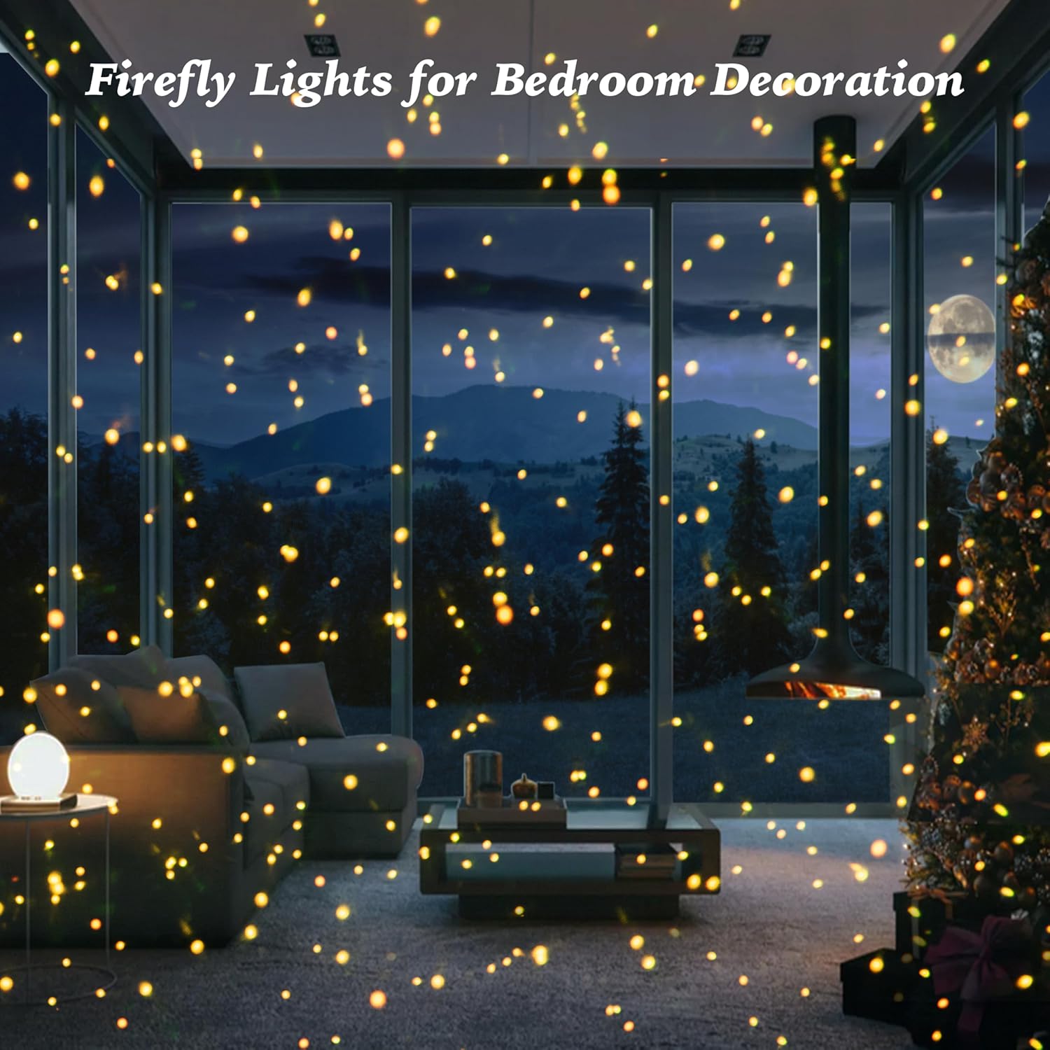 Outdoor Firefly Lights Projector, AIRIVO Yellow Laser Projector Star Lights Show, Garden Fairy Light with Remote Control for Summer, Home, Patio, Landscape