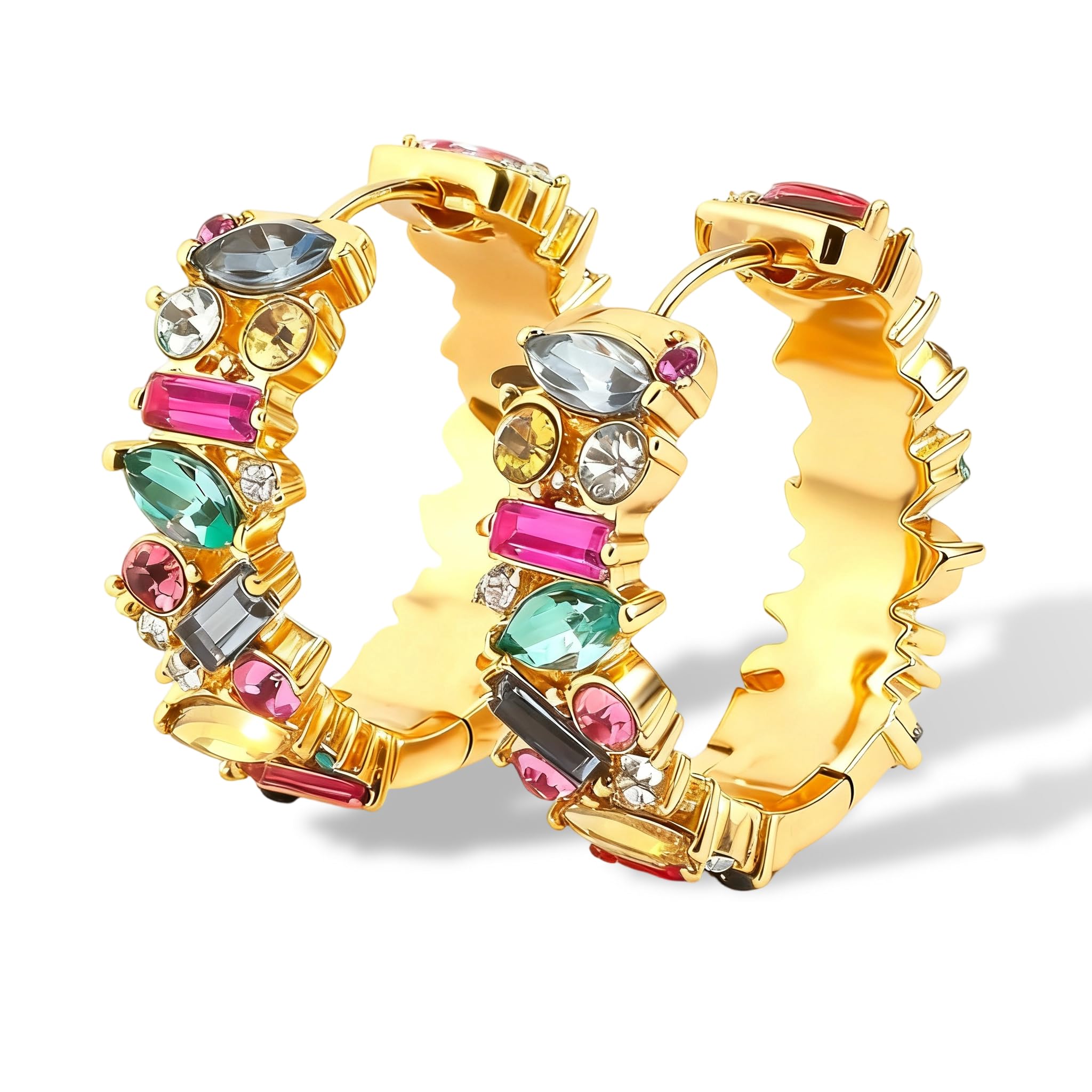 Colorful Hoop Earrings, Sparkly Crystal Cubic Zirconia Hoop Earrings for Women Hypoallergenic Small Hoop Earrings for Birthday Jewelry