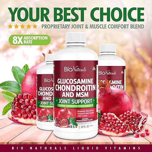 Miniatura 5 de Bio Naturals Glucosamina líquida condroitina MSM suplemento de grado farmacéutico con ácido hialurónico - Soporte articular de máxima resistencia -
