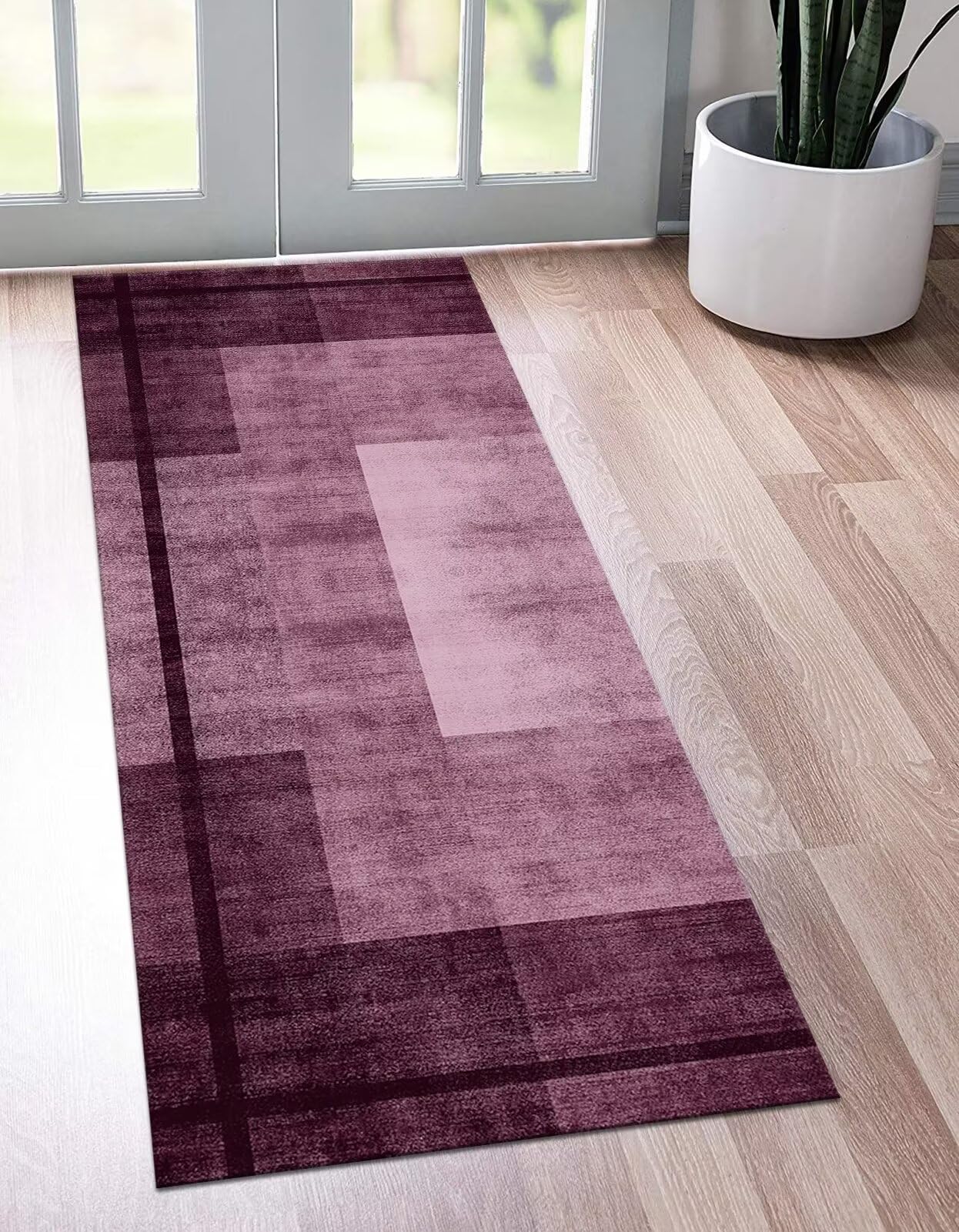 Długi abstrakcyjny dywan z fioletową różą 50 x 300 cm - mata do zlewu kuchennego do wewnątrz, dywan do przedpokoju, salonu, sypialni, poliester, antypoślizgowy dywanik