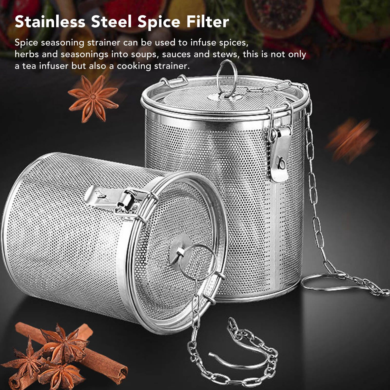 Tissting Filtro de Té 4.3L Acero Inoxidable con Cadena Colgante - Infusor de Té y Especias para Cocina, 17x17.5 cm, Diseño a Presión y Superficie Pulida, Ideal para Uso Doméstico y Restaurantes