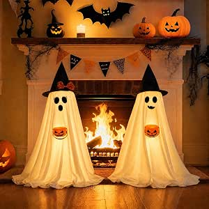 PEJOURI Lighted Halloween Ghost Decorations, 2-Pack
