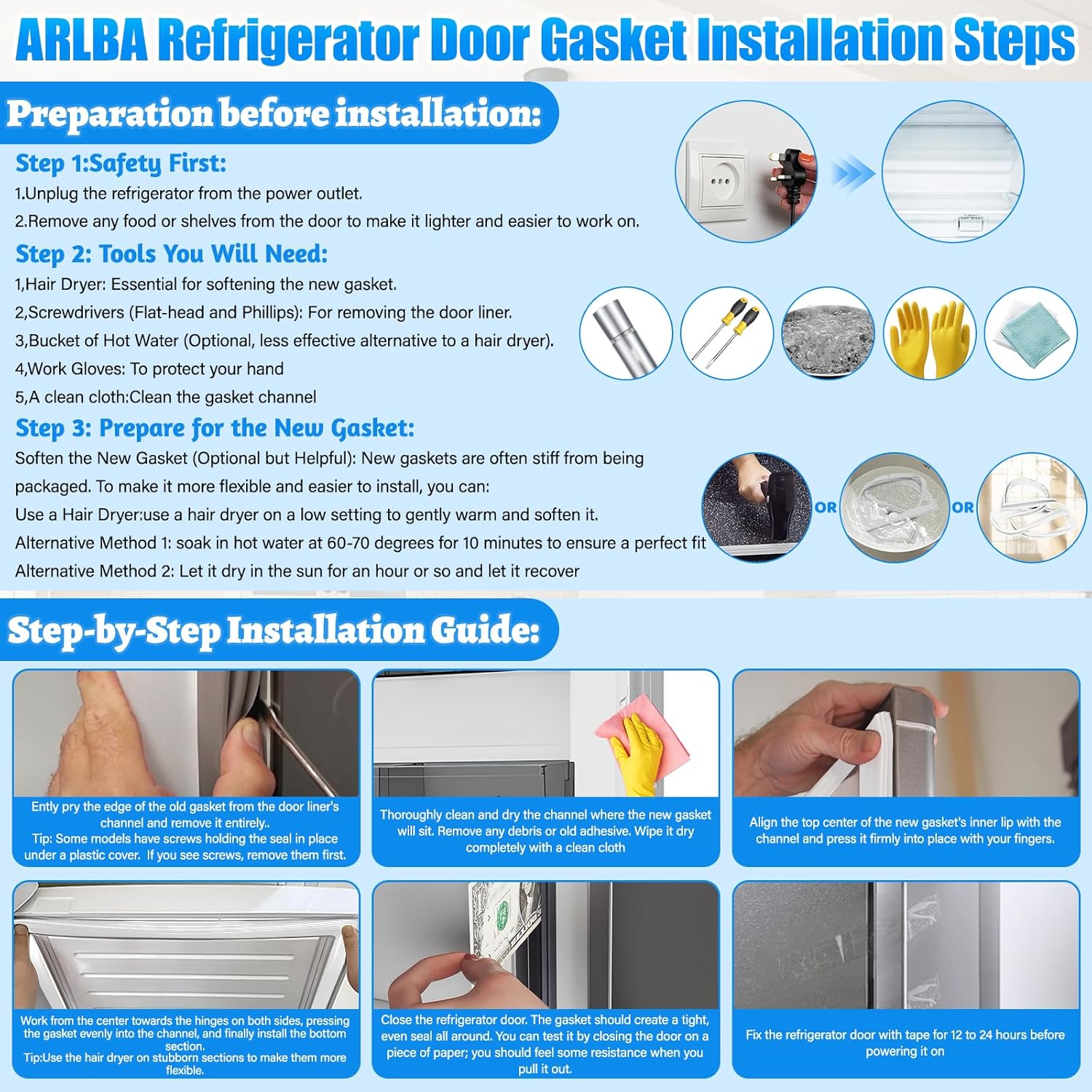 Upgraded 39.57"x16.93" DA63-06542A Refrigerator Door Gasket Replacement Compatible with Samsung Freezer Door Gasket Refrigerator Seal Replaces DA97-07191A 2813286 AP5323696 PS4151582 EAP4151582 White