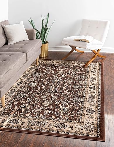 Unique Loom Kashan Collection - Alfombra tradicional con diseño floral, color negro