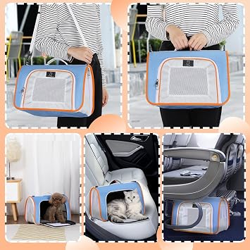 A 4 Pet Cat Carrier, Airline Approved, EVA Soft-Sided, Anti-Collapse