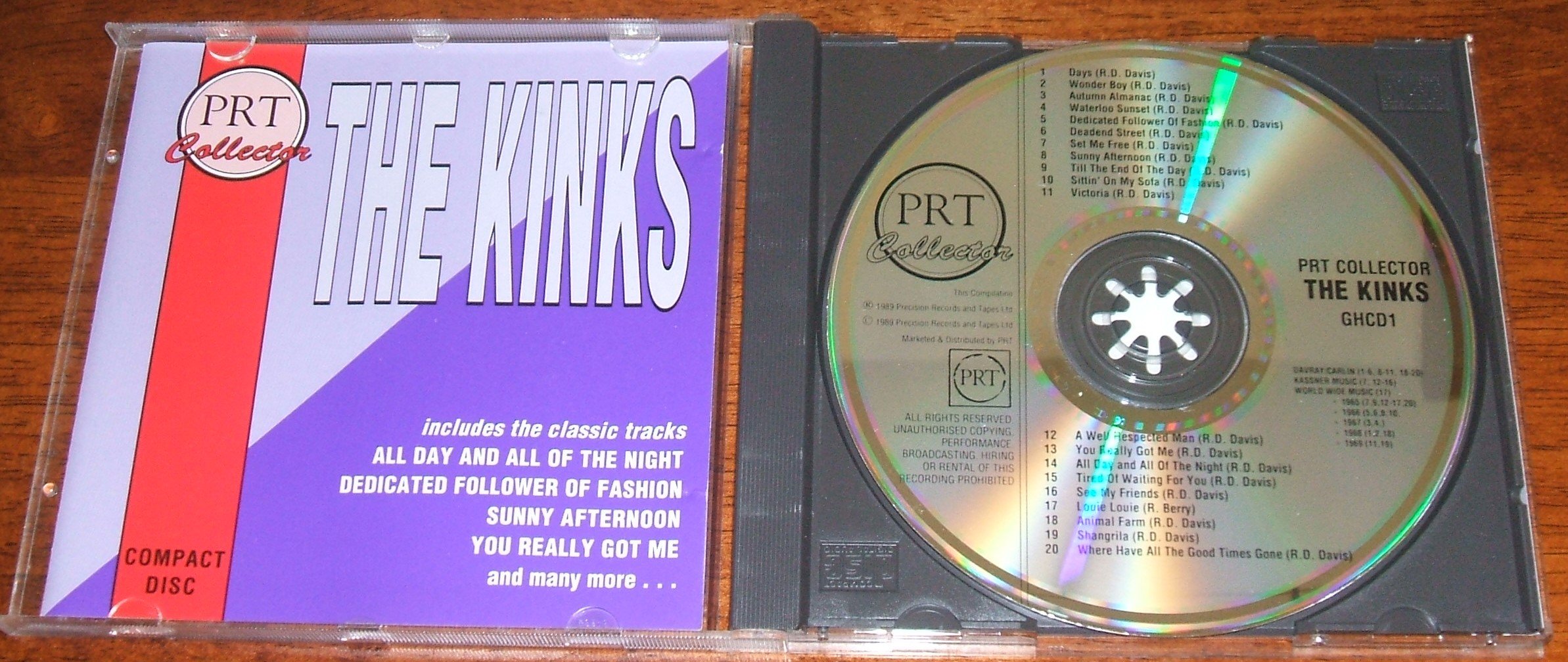 the KINKS. PRT COLLECTOR. RARE 1989 20 TRACK CD ALBUM. GHCD 1.