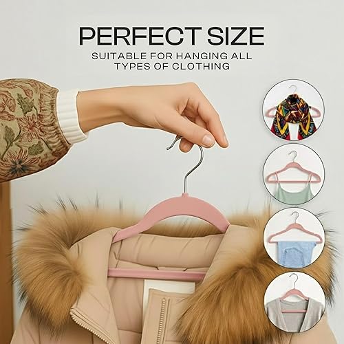 Vista 42 de Utopia Home - Perchas de terciopelo prémium, paquete de 30, traje negro antideslizante con gancho giratorio de 360 grados resistente