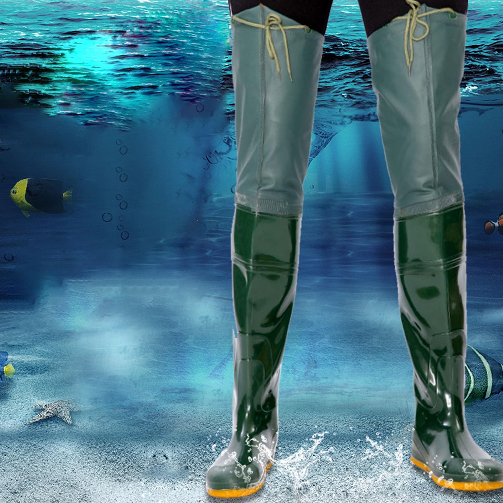 Stivali A Coscia Stivale da pesca in PVC impermeabile per trampoliere per anca all'aperto, piede impermeabile leggero con suola spessa(Size:43 EU)