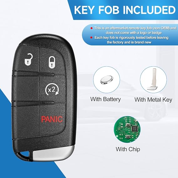 Key Fob Replacement Fits for Jeep Compass 2017 2018 2019 2020 2021 2022 2023 Smart Proximity Keyless Entry Remote Control 433 Mhz FCC:M3N-40821302 P/N:68250346AB 68250337AB 68417821AA 68417821AB