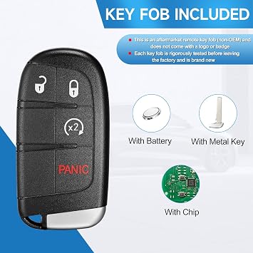 Key Fob Replacement Fits for Jeep Compass 2017 2018 2019 2020 2021 2022 2023 Smart Proximity Keyless Entry Remote Control 433 Mhz FCC:M3N-40821302 P/N:68250346AB 68250337AB 68417821AA 68417821AB