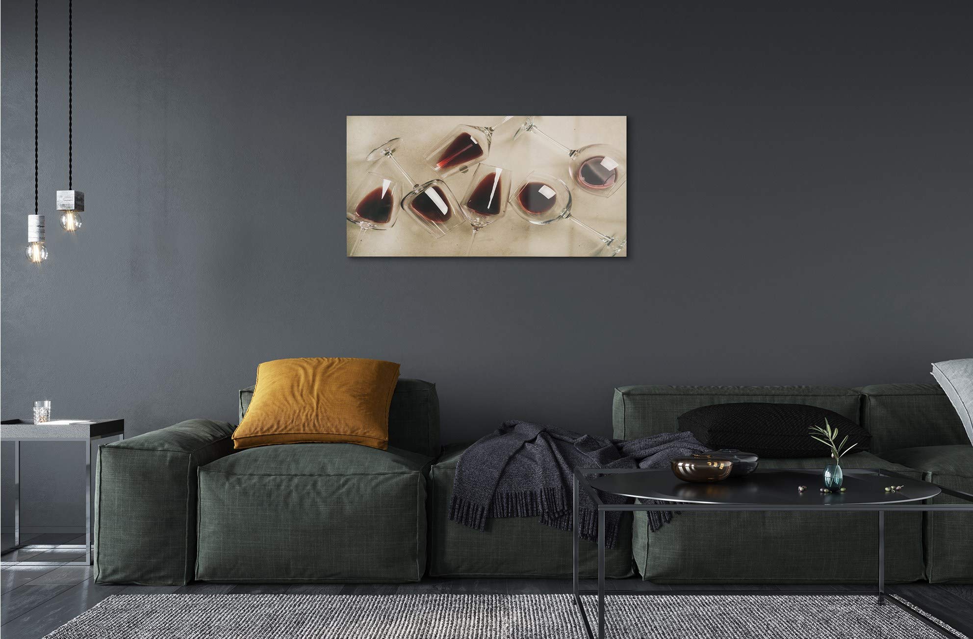 Tulup Cuadro de Cristal 120x60cm Impresa Decoración De Pared Mural Vino - Copa de Vino