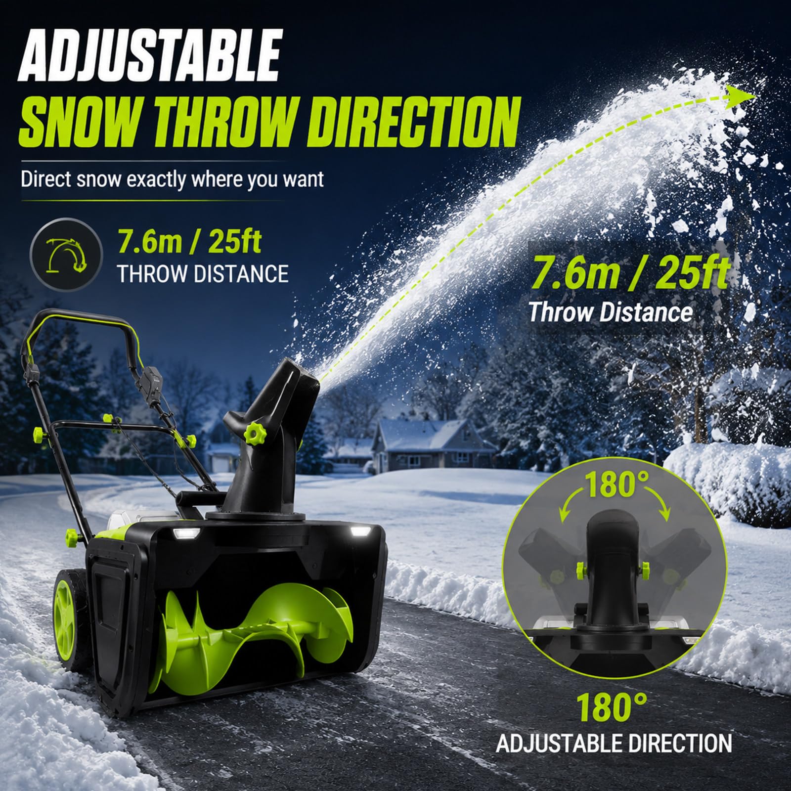 Spazzaneve Elettrico a Turbina, 3500 W, per Vialetti, Gradini e Portici 4Batteries | Larghezza 50 cm, profondità 25 cm, gittata di 7,6 m, spazzaneve a batteria per vialetti, patii e passi carrai