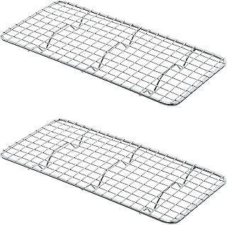 TrueCraftware – Set of 2- Third Size Rectangular Chrome-Plated Wire Pan Grate 5"x 10" -Fits Third Size Sheet Cookie Pans C...