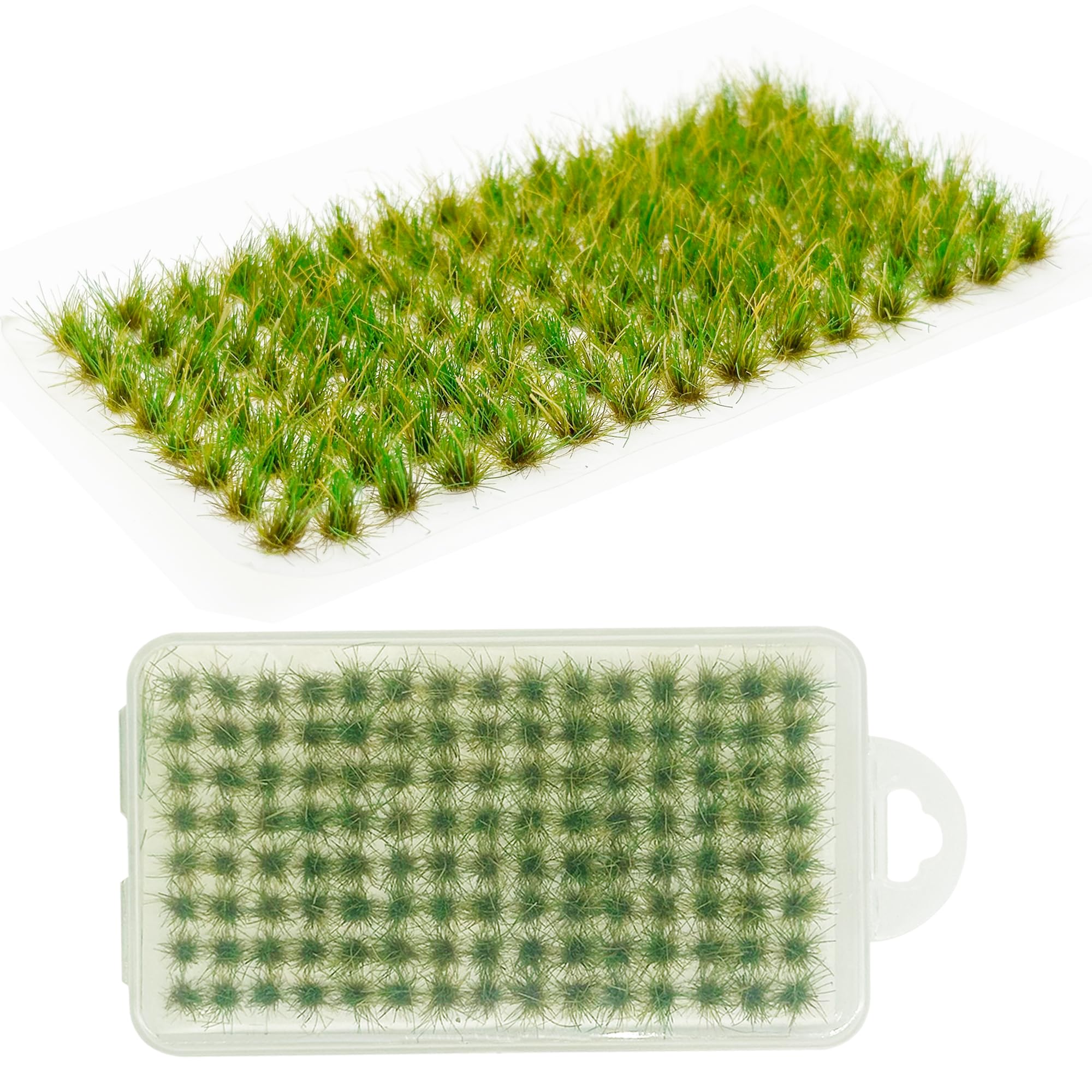 Attuslla 120 PCS Bushy Tufts Static Grass Tuft Model Grass Tuft for DIY Miniature Train Landscape Terrain Railway Scenery Decorations, Green
