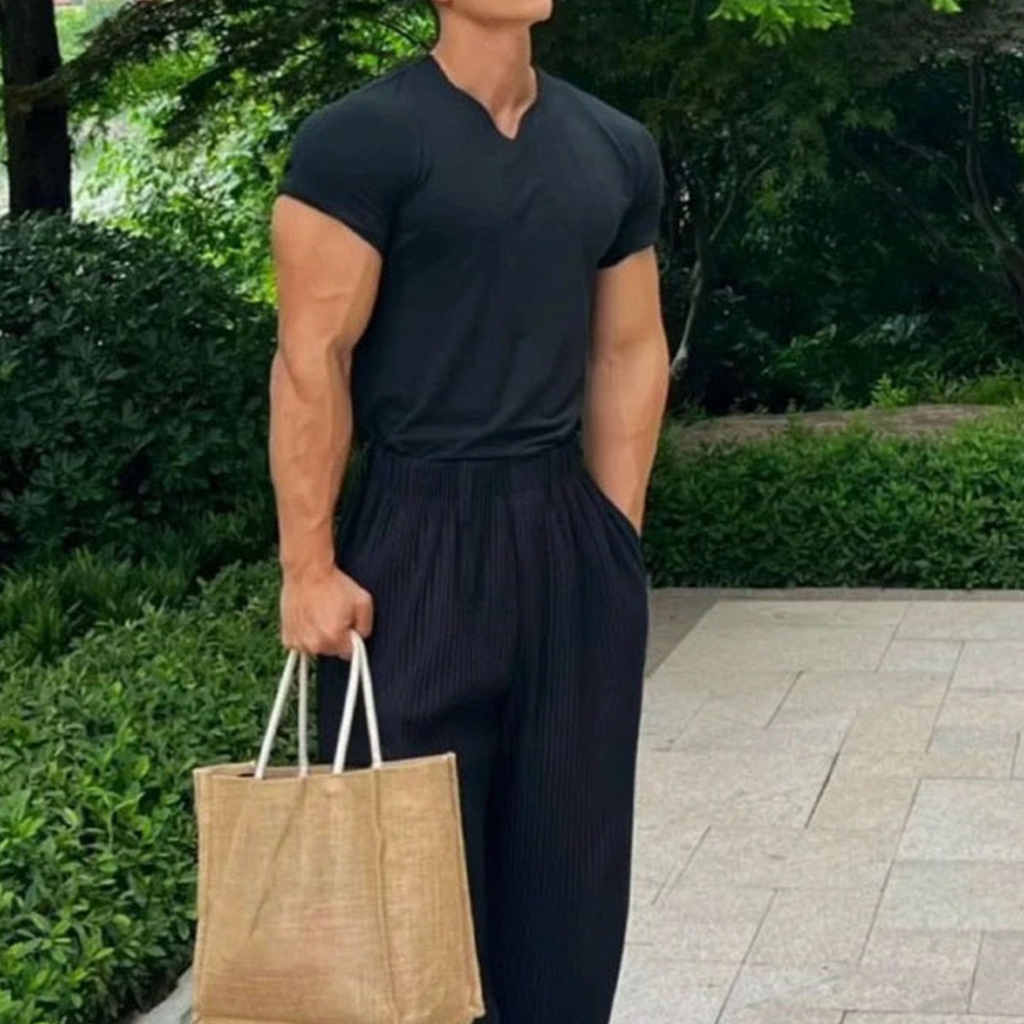 Men High Elastic Tight Quick Dry T Shirts Short Sleeve Tee Tops for Running Training Summer Casual Fitness Shirt (Black,Large)