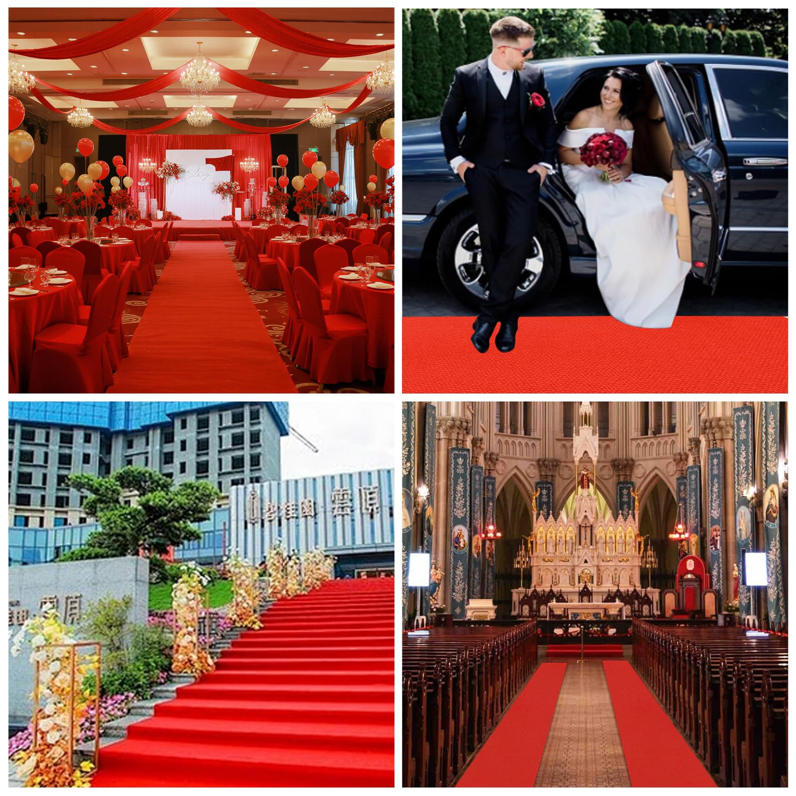 Tappeto passatoia rosso, 1 x 5 m, tappeto per feste, eventi, tappeto rosso antiscivolo, per matrimonio, Natale, Ringraziamento, accessorio per esterni, matrimoni, feste, corridoio