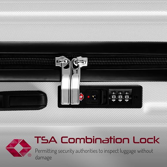 FLIEE Cabin Suitcase Hard Shell | 55x40x20cm Cabin Luggage | Lightweight Suitcase | Aluminum Telescopic Handle | TSA 3 Digit Combination Lock | 4 Dual Spinner Wheels. (White, Cabin 20'')