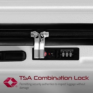 FLIEE Cabin Suitcase Hard Shell | 55x40x20cm Cabin Luggage | Lightweight Suitcase | Aluminum Telescopic Handle | TSA 3 Digit Combination Lock | 4 Dual Spinner Wheels. (White, Cabin 20'')