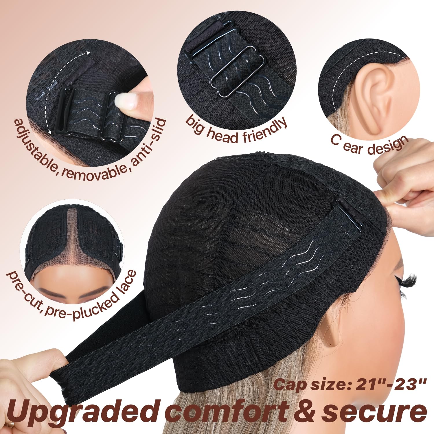 Cooper Blond Wear and Go Glueless Wigs Pre Plucked Pre Cut for Beginners Synthetic Lace Front Wigs For Woman With Bangs Long layered Straight 26 Inch Ginger Highlights 3 Seconds to Wear