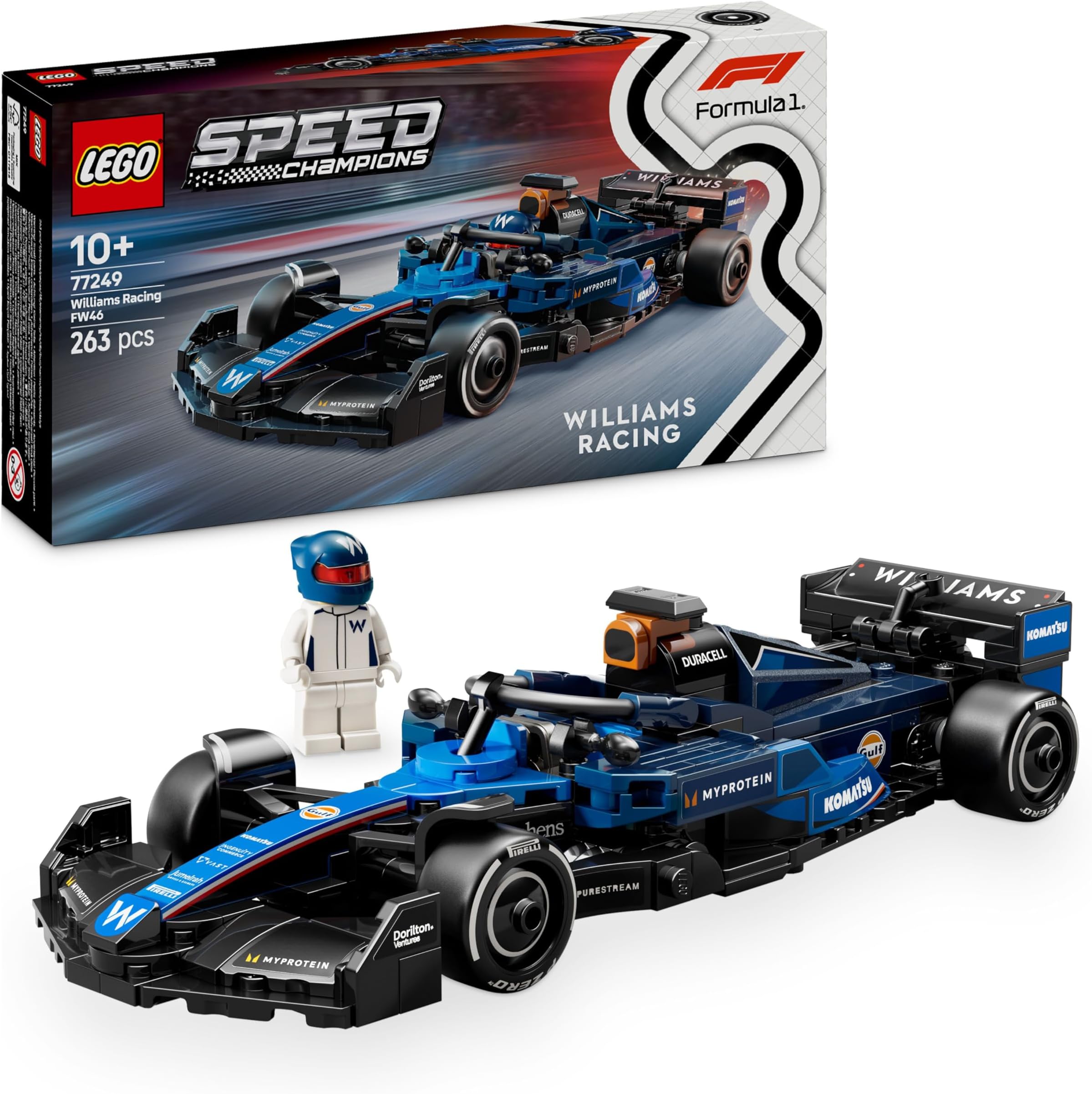 Speed Champions Williams Racing FW46 F1 Race Car Toy with a Collectible Formula 1 Driver Minifigure - Model Kits for 10+ Year Old Boys & Girls or Adult Motorsport Fans 77249