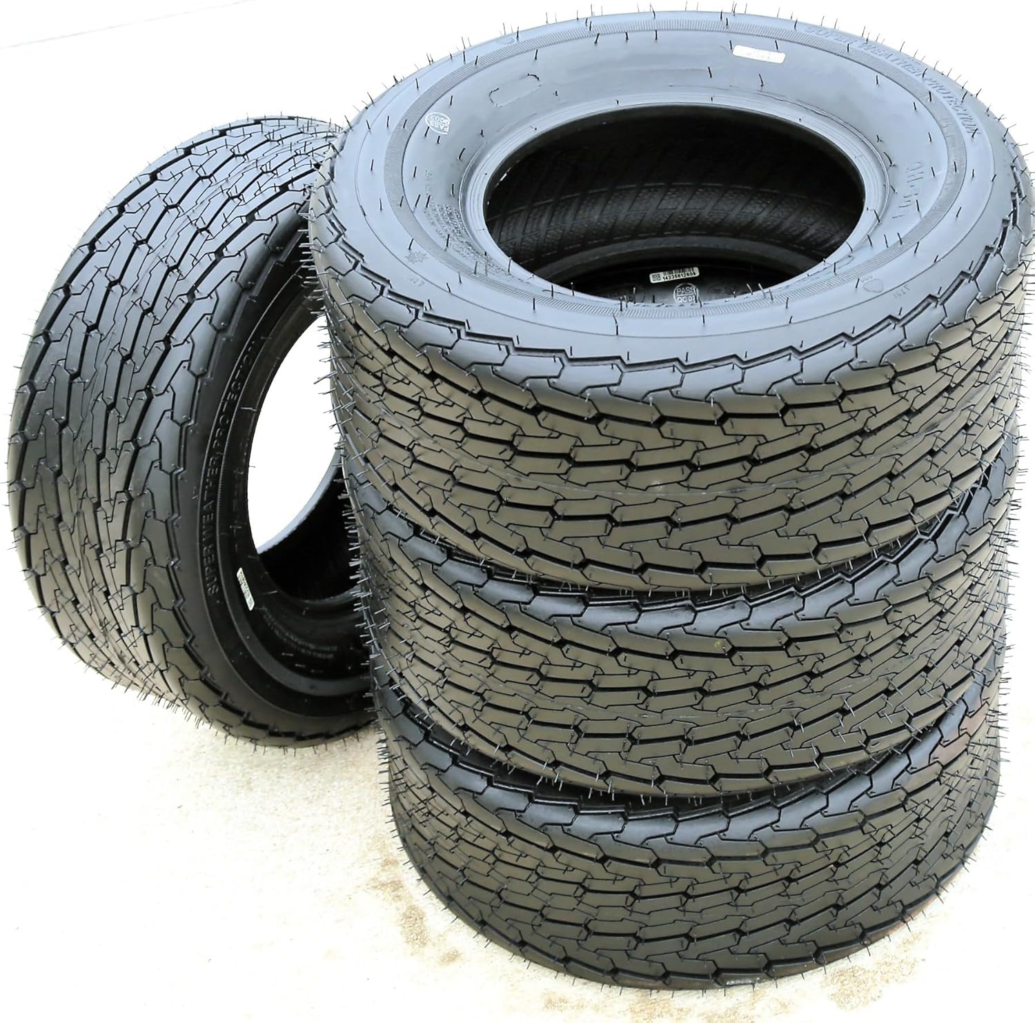 Forerunner QH503 Premium Boat Trailer Tire - 16.5X6.50-8ST 16.5X6.50X8 Load Range C LRC 6-Ply BSW Black Side Wall, Set of 2