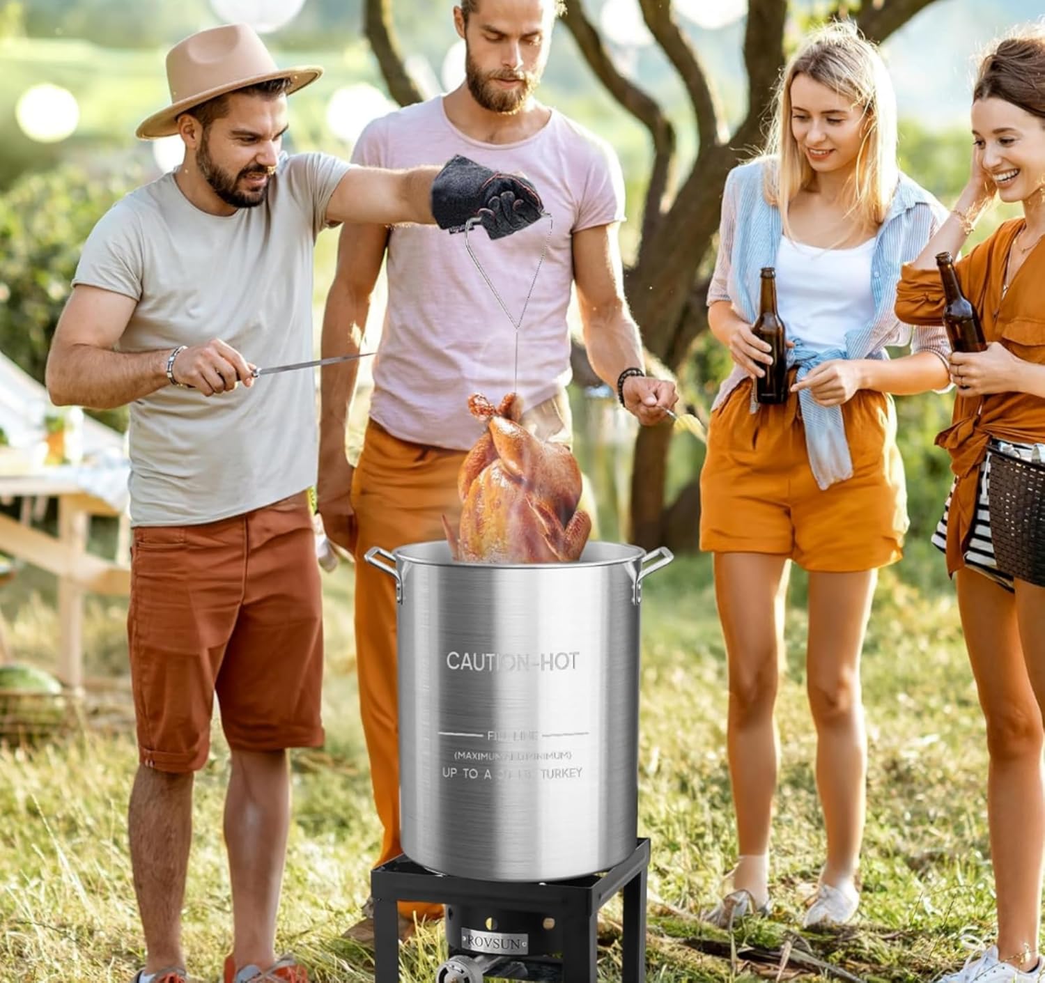 30 Qt. Turkey Deep Fryer Pot with Lid & Basket, Premium Aluminum Seafood Boil Pot with Steaming Tray & Lifting Hook, 30 Quart Outdoor Cooking Pot for Turkey, Crab & Crawfish, Silver