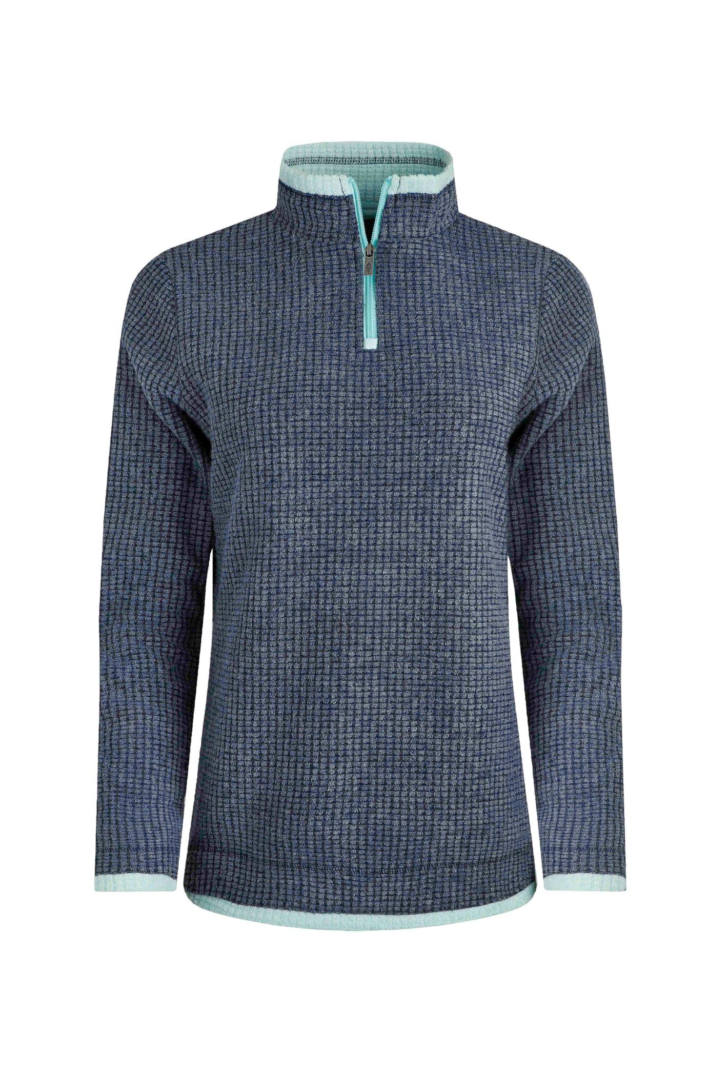 Weird Fish Women's Beye 1/4 Zip Grid Fleece Jumper in Mid Navy | Size: 14