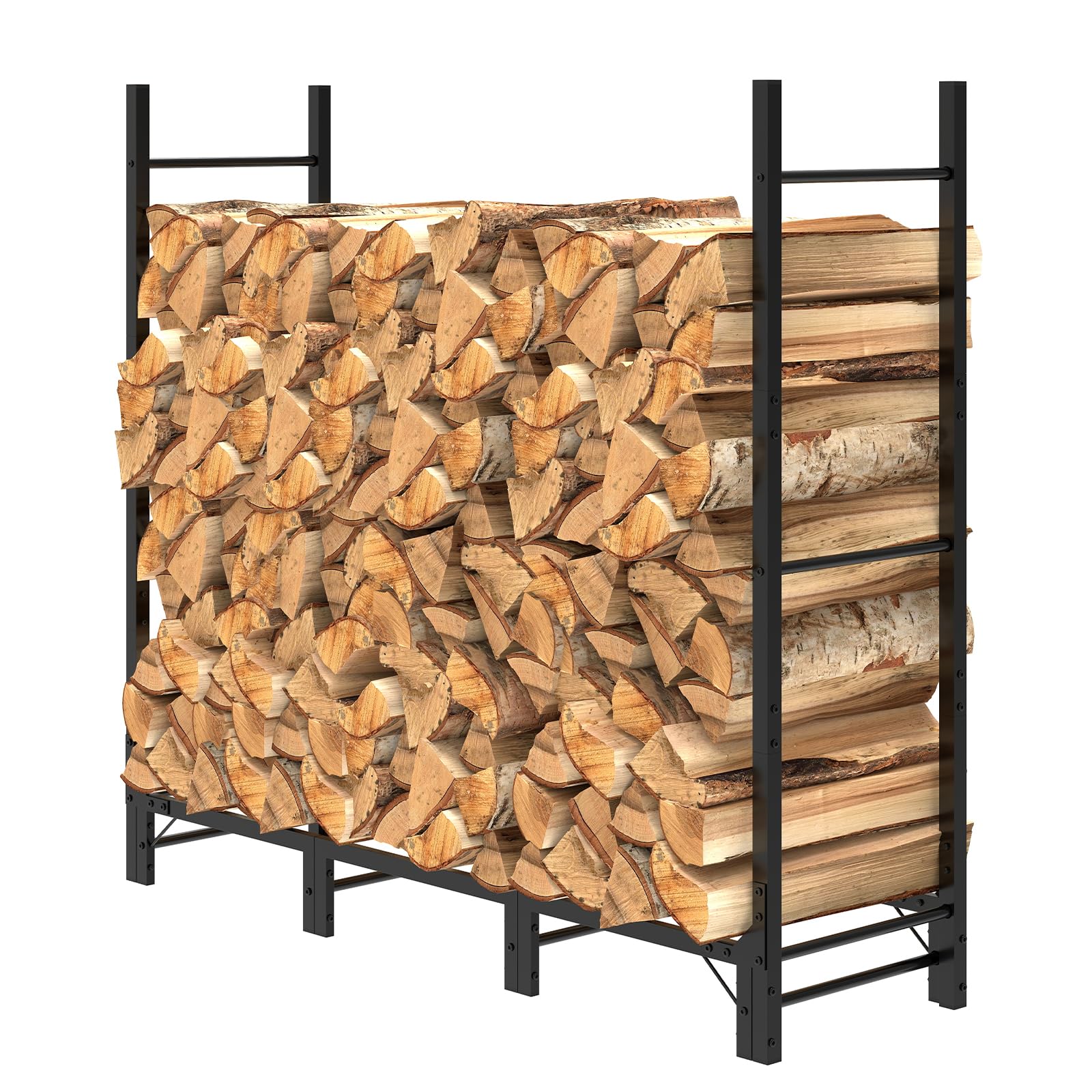 Helios&Hestia 1.24m Outdoor Firewood Rack for Fireplace Heavy Duty Steel Log Holder, Indoor Wood Pile Storage Organizer