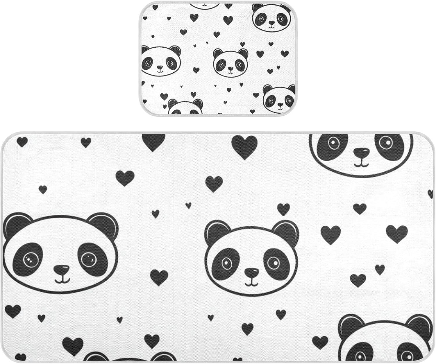 Panda Simple Line Art Heart Valentine Cooling Baby Mattress pad Protector 28" x 52" Breathable Crib Mattress pad for Baby&Toddler