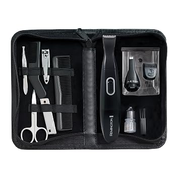 Remington Precision Grooming Travel Kit, Black, 15 Piece Set for Beard