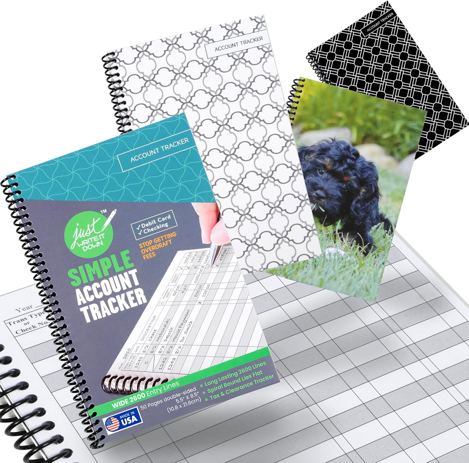 The Superior Register's Premium Check Book Register & Debit Card Ledger Notebook - Checking Account Register, Business Ledger, Cash Log & Expense Tracker - Standard Edition - 4 Pcs, Variety