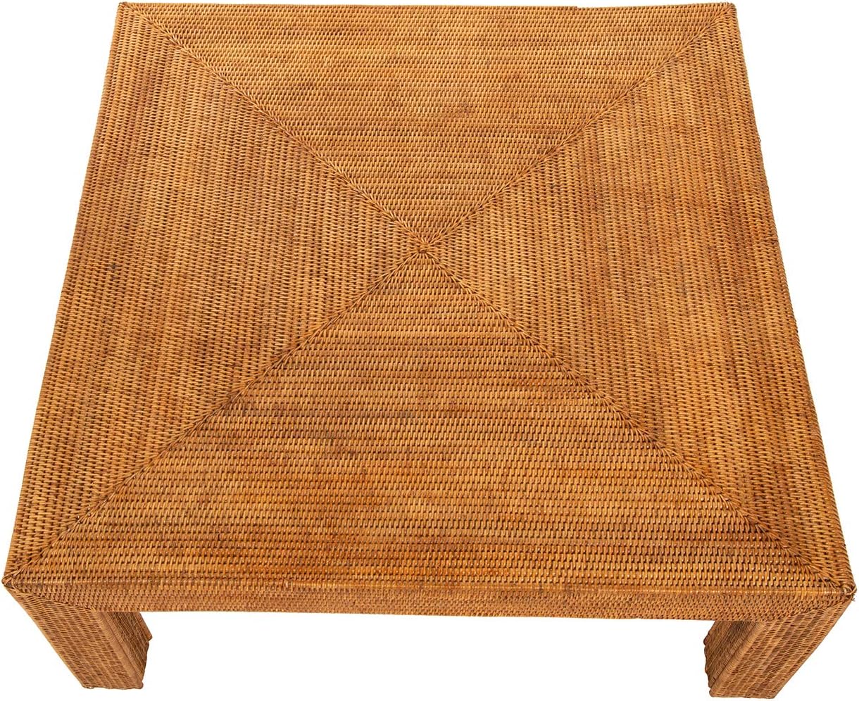 Kouboo La Jolla Rattan Square Coffee Table, Living Room Center Tables, Modern & Unique Coffee Table, Entryway, Bedroom, Honey-Brown
