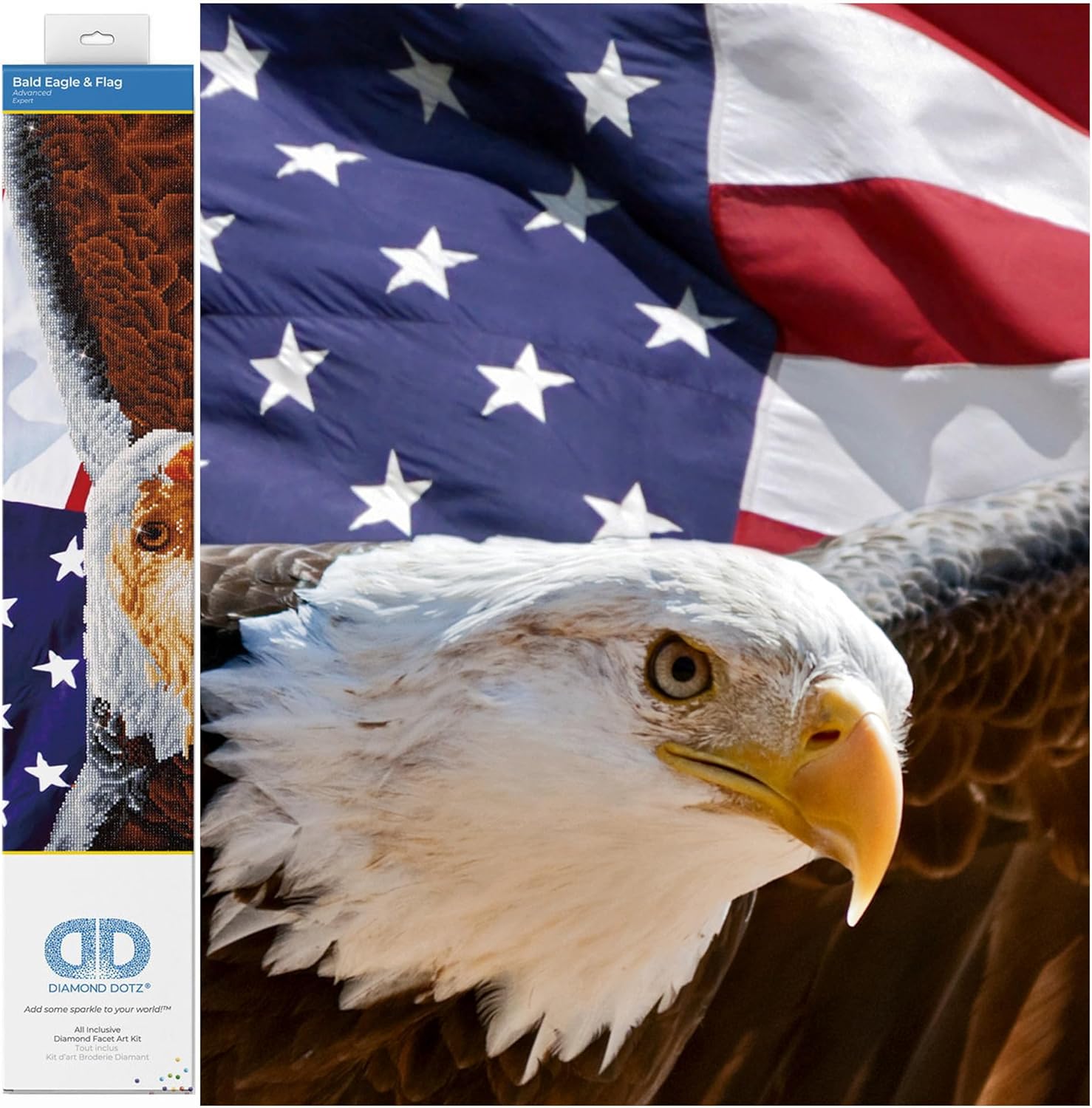 DIAMOND DOTZ Bald Eagle & Flag Diamond Painting Kits for Adults - Diamond Art Kits a Relaxing Creative Craft Kit with Dotz Gems 22x28