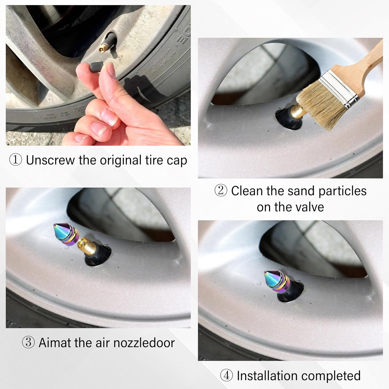4 PCS Tire Valve Stem Caps, Spiked Style Car Tire Valve Caps (Colorful) image 5