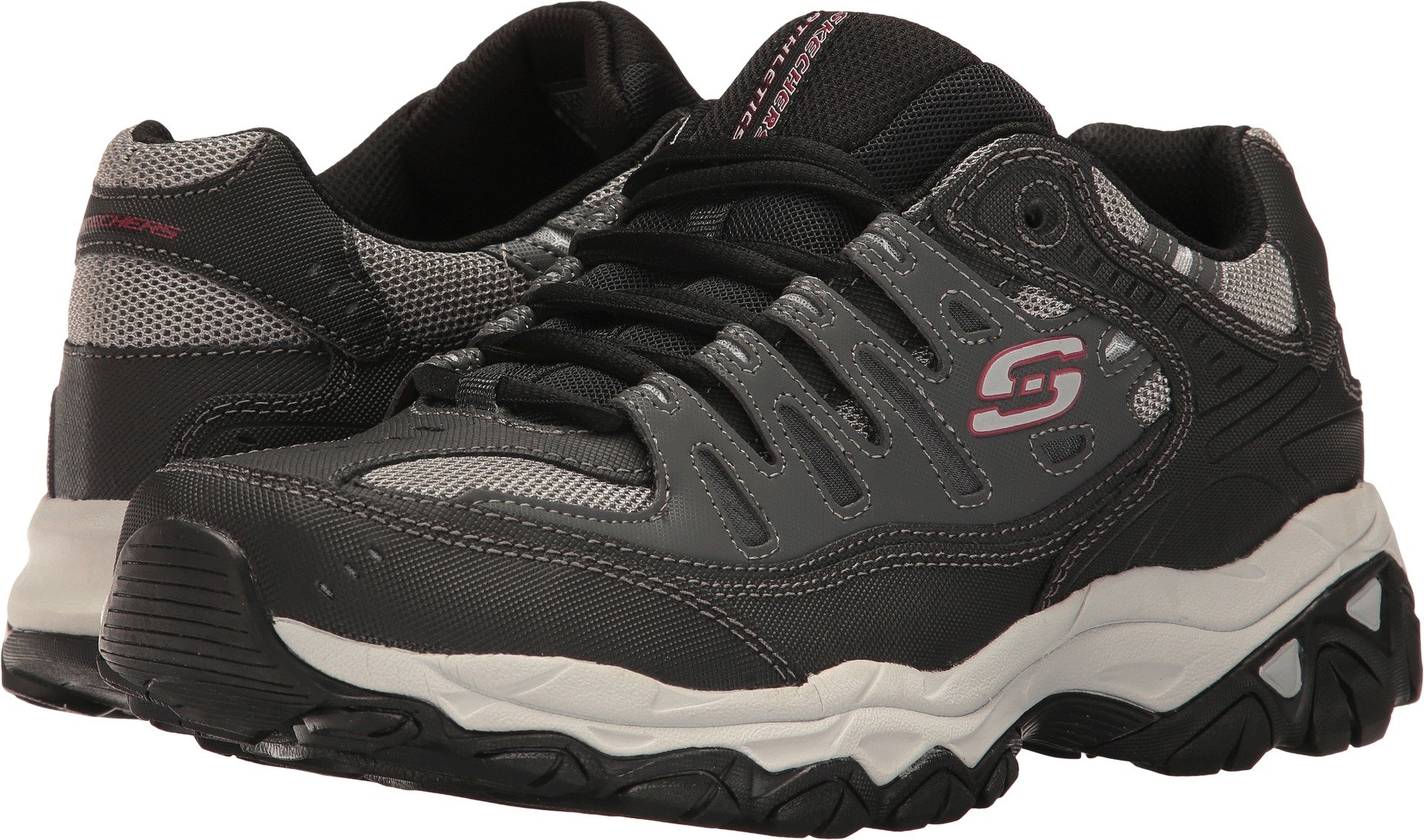 Baskets de Course Skechers Afterburn M. Fit pour Homme - Anthracite/Noir, Taille 41 EU