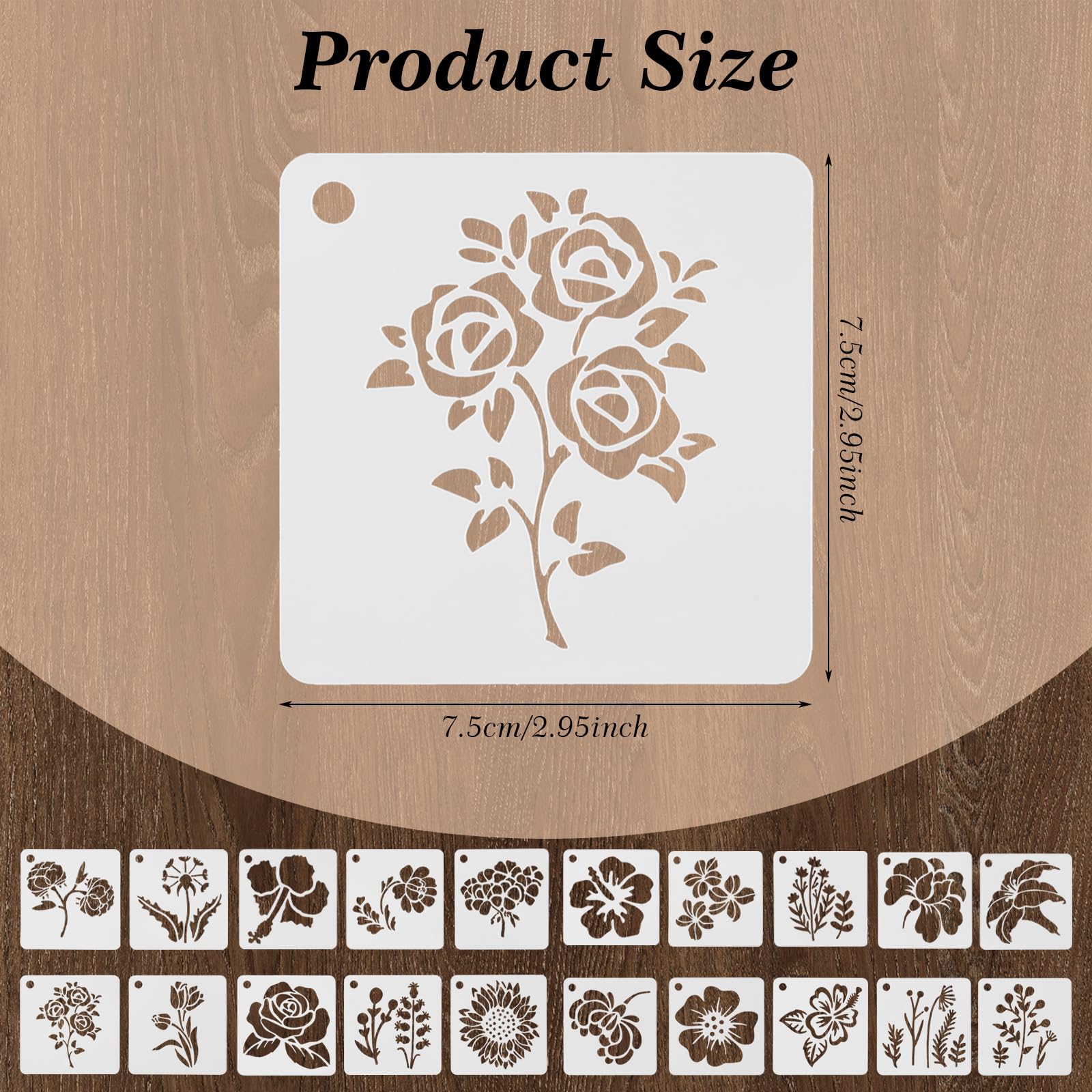 20 Pochoirs Fleurs Réutilisables En Plastique PET - 7,5 X 7,5 Cm, Pour Peinture, Décoration, Loisirs Créatifs