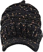 Vista 4 de C.C Gorro de punto acanalado de gran tamaño con visera