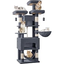 Hzuaneri Cat Tree for Indoor Cats, 176cm Large Cat Tower, Dark Grey