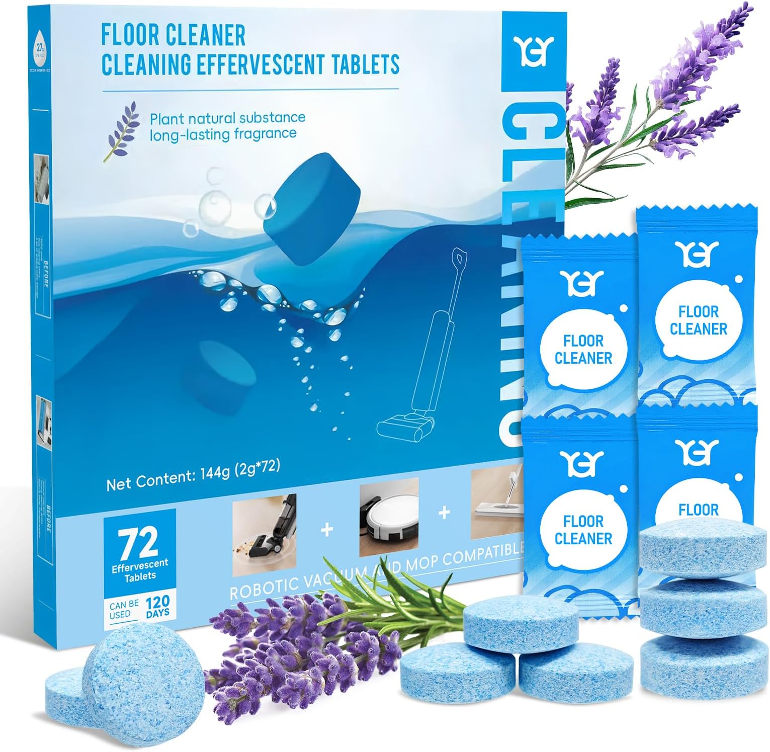 Floor Cleaning Tablets,Compitable with Tineco Cleaning Solution|Clean Machine and Floor 2 in1-Getting Rid of Machine Odors|Cleaning Tablets are Easy and Safe to Use，72 pack
