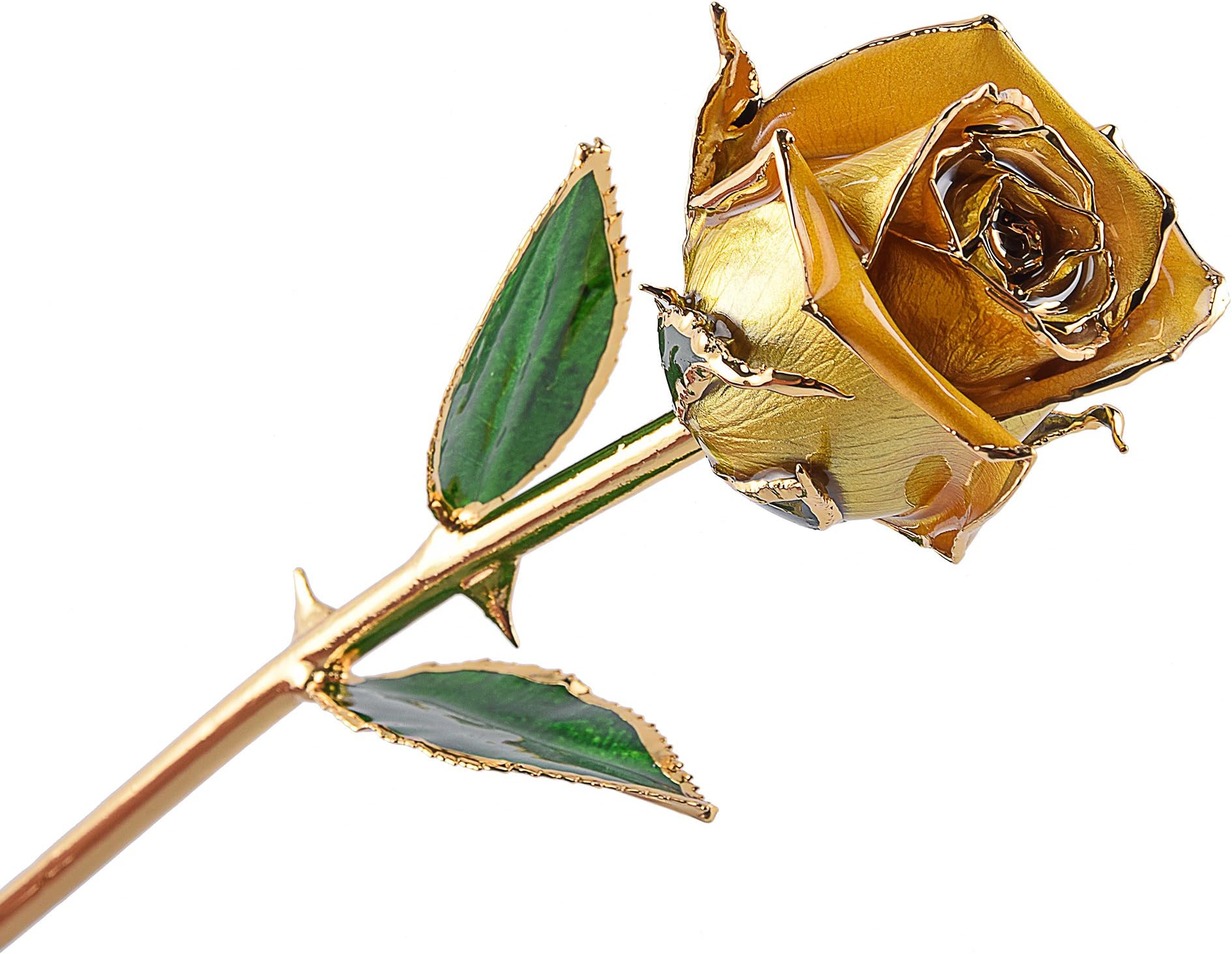 Long Stem Trimmed 24K Gold Dipped Real Rose Yellow 11 Inches Set of 1,Best Gift for Valentine's Day, Mother's Day, Anniversary, Birthday