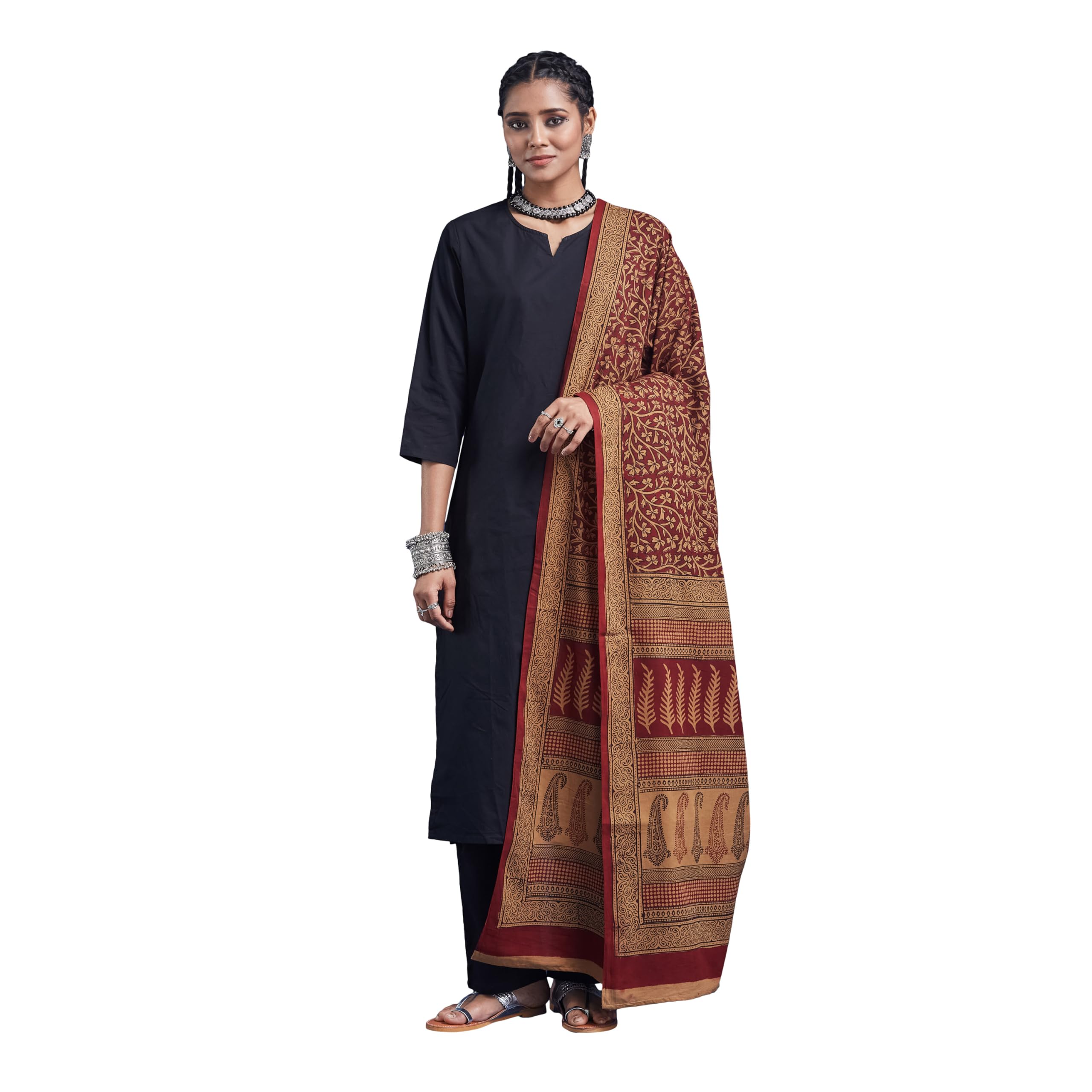 Handblock Printed Cotton Bagh Dupatta with Natural Dyes – Lightweight, Breathable Ethnic Wrap, Traditional Indian Design, Perfect for Women and Girls, Mustard-image-28