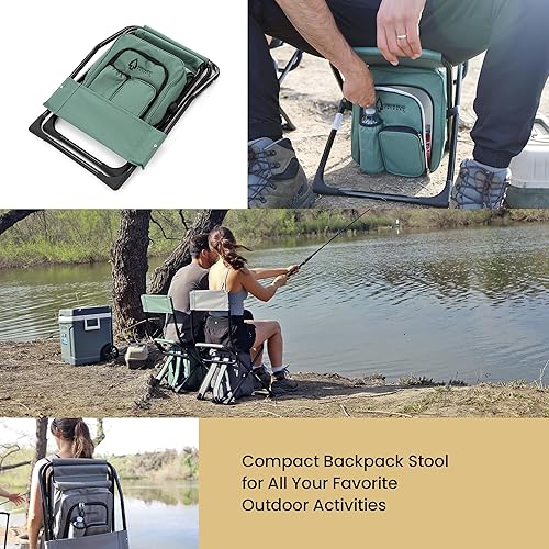 Miniatura 7 de Arrowhead Outdoor Silla de campamento compacta multifunción 3 en 1 mochila, taburete y enfriador aislado, con soporte para botellas y bolsa de