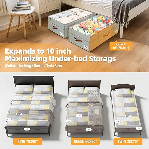 Miniatura 6 de Almacenamiento debajo de la cama de 90 L, 10 pulgadas de altura debajo de la cama con paredes lateralesparte inferior gruesas, marco de