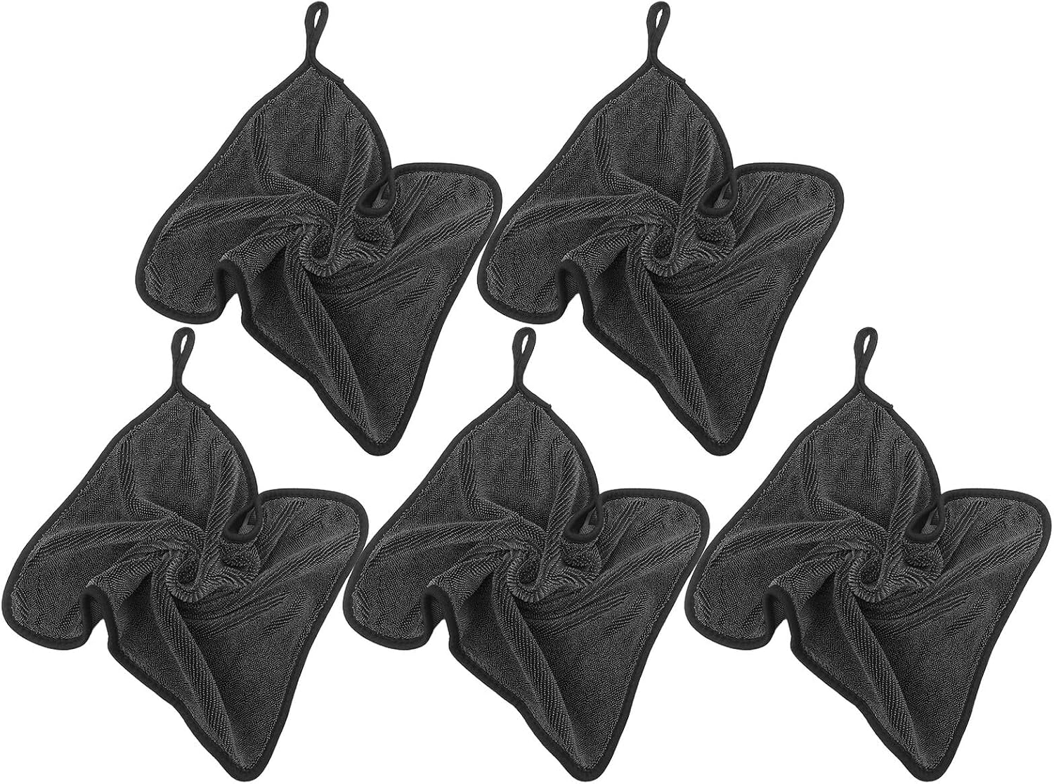 Luxshiny 5pcs Gray Twisted Microfiber Cleaning Cloths 30x40cm Ultra Absorbent Car Wash Towels for Exterior Glass and Interior Detailing
