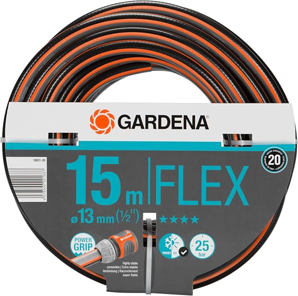 Gardena Tuyau de Comfort FLEX 13 mm (1/2 Pouce), 15 m: Tuyau de jardin flexible et dimensionnellement avec profil de poignée de puissance, imprimé à 25 bar, sans pièces système (18031-20) - 1