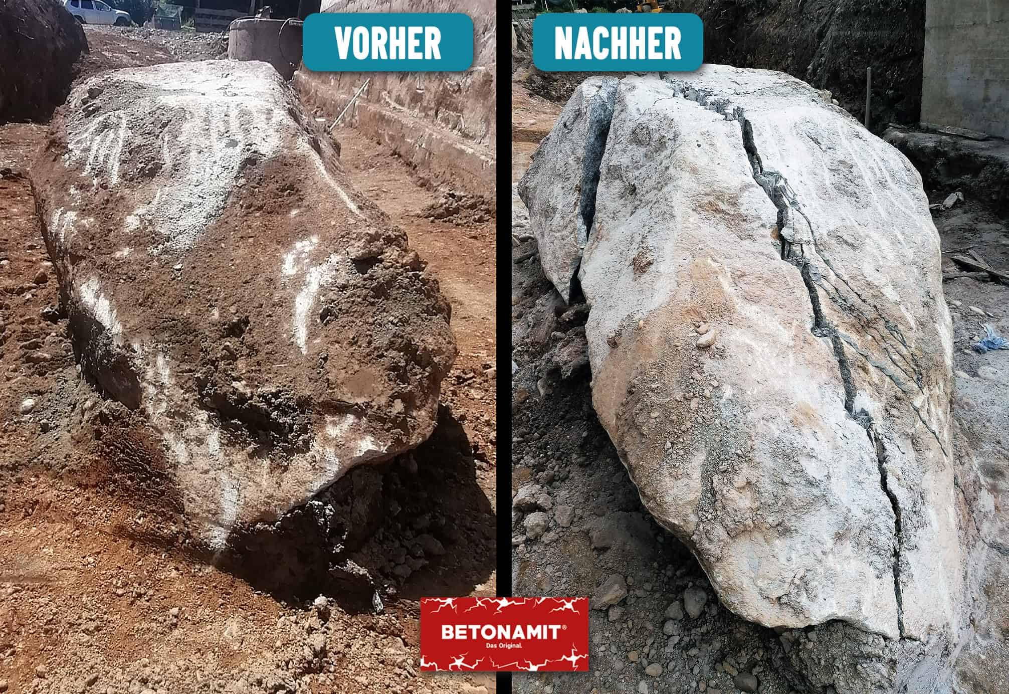 BETONAMIT® Quelldruckmittel – explosionsfreies Sprengmittel – 2.5 kg | Explosionsfreier Abbruch von Beton, Fels und Naturstein, geräuscharm, vibrationsarm, für innen und außen