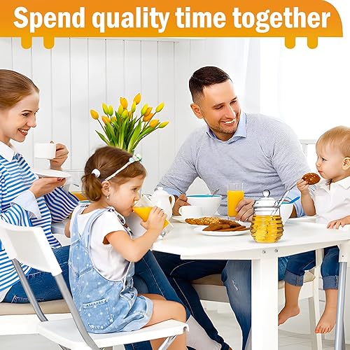 Miniatura 7 de SlZKADY Tarro de miel con cucharón y tapa, dispensador de recipiente de miel de vidrio, recipiente de miel de vidrio transparente para la cocina del